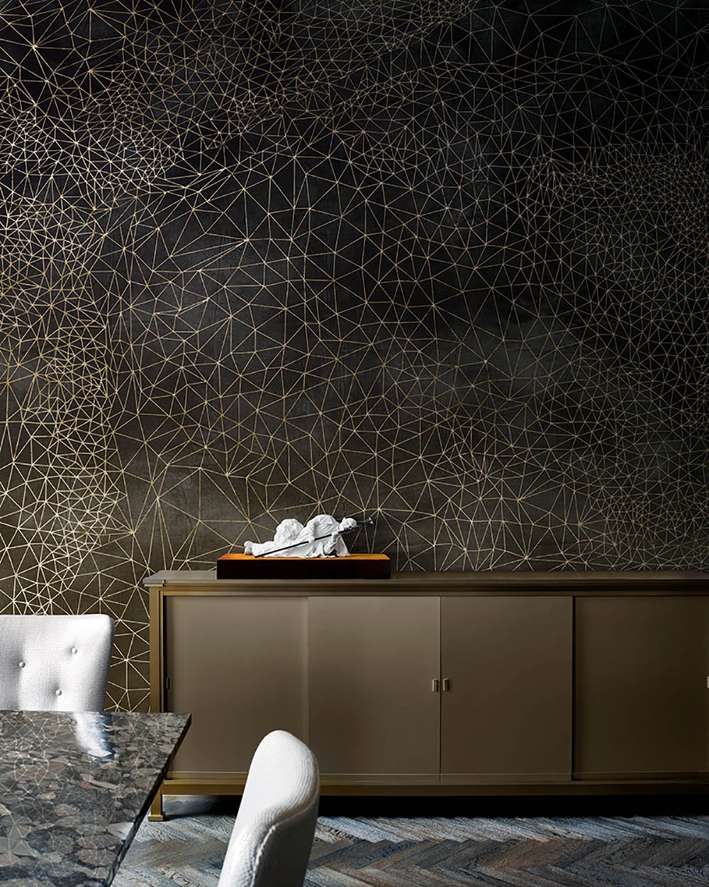 Ad Astra in Charcoal - Cobalt - MU12013 - Digital Print - Muance - Kube Contract