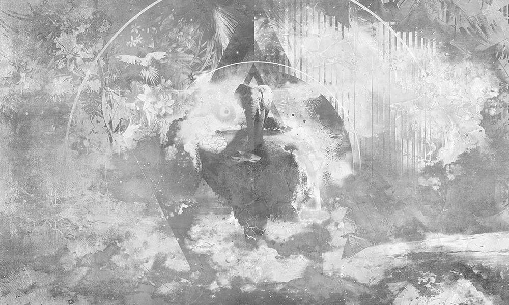 Cosmic Wonder in Grey - Cobalt - MU12104 - Digital Print - Muance - Kube Contract