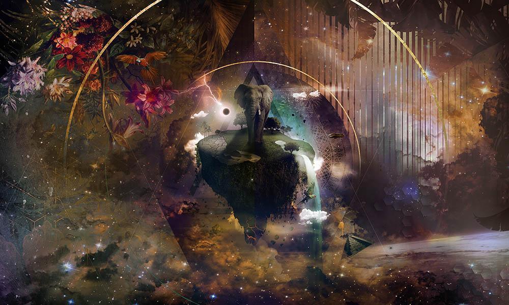 Cosmic Wonder in Multi - Cobalt - MU12103 - Digital Print - Muance - Kube Contract