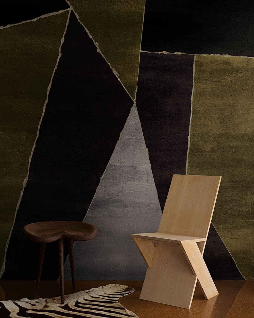 Dawn of Milford in Gold - Cobalt - MU12058 - Digital Print - Muance - Kube Contract