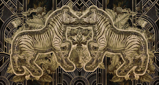 Deco Brothers in Black - Cobalt - MU12087 - Digital Print - Muance - Kube Contract