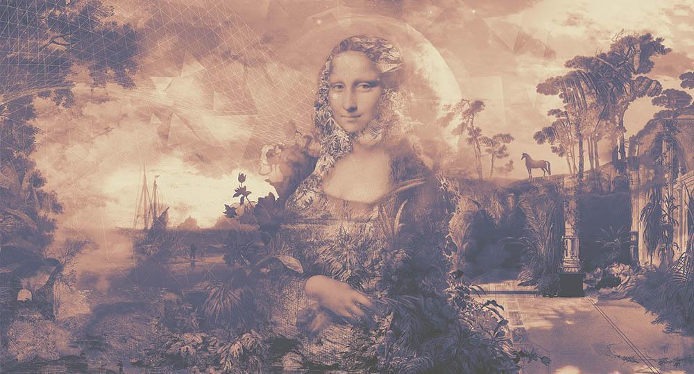 Dining with Mona in Brown - Cobalt - MU12063 - Digital Print - Muance - Kube Contract