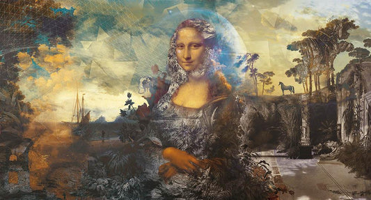 Dining with Mona in Gold - Cobalt - MU12062 - Digital Print - Muance - Kube Contract