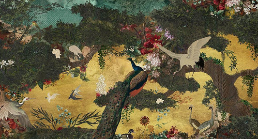 Eden of Bliss in Gold - Cobalt - MU12029 - Digital Print - Muance - Kube Contract