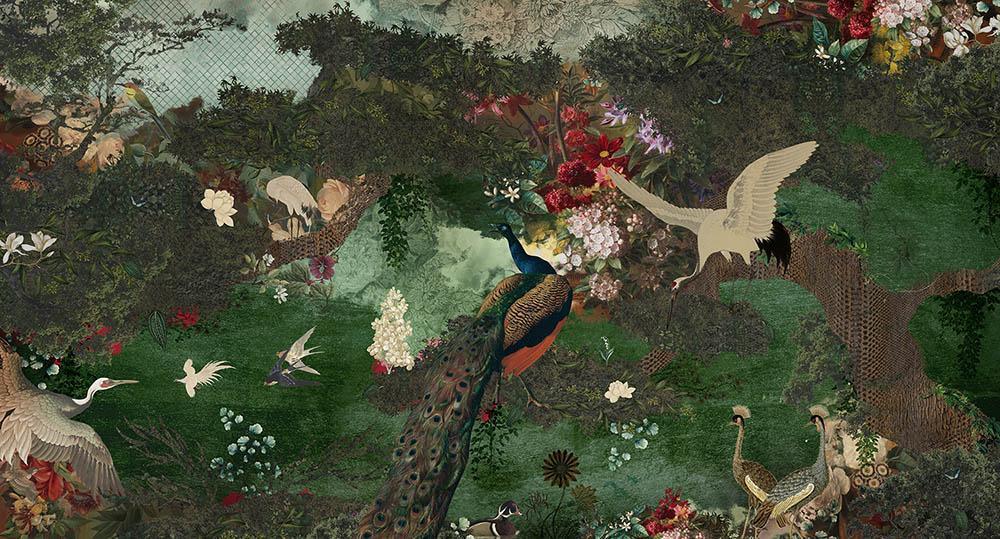 Eden of Bliss in Green - Cobalt - MU12028 - Digital Print - Muance - Kube Contract