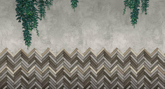 Fishbone Bricks in Grey - Cobalt - MU12047 - Digital Print - Muance - Kube Contract