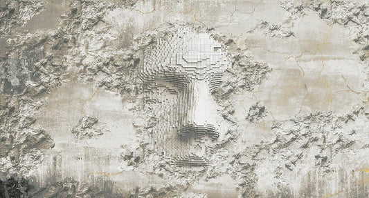 Kintsugi in Cream - Cobalt - MU12042 - Digital Print - Muance - Kube Contract