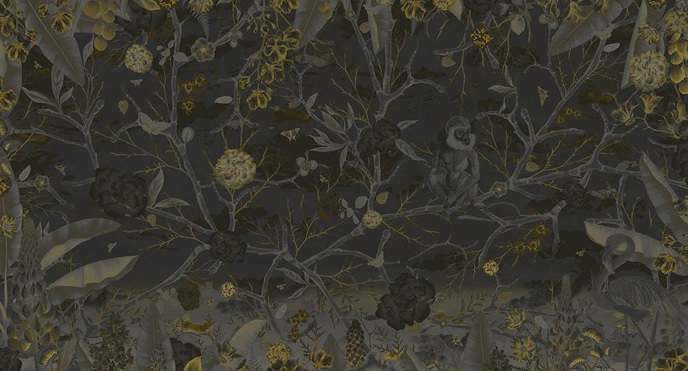 Lost World in Charcoal - Cobalt - MU12102 - Digital Print - Muance - Kube Contract