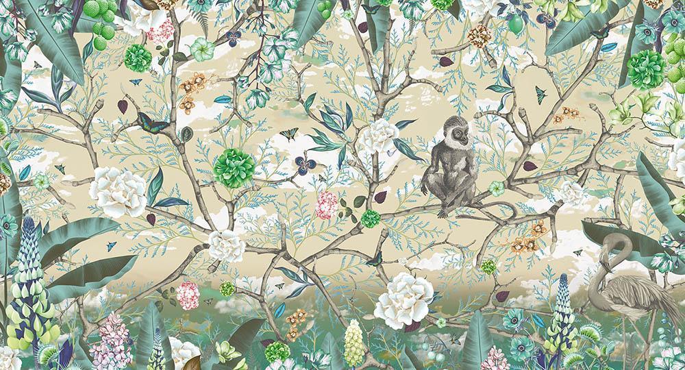 Lost World in Gold - Cobalt - MU12100 - Digital Print - Muance - Kube Contract