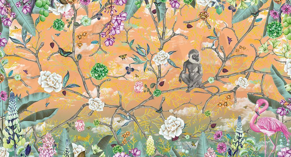 Lost World in Multi - Cobalt - MU12101 - Digital Print - Muance - Kube Contract