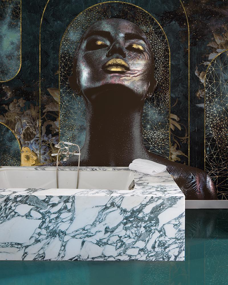 Nalini in Green - Cobalt - MU12004 - Digital Print - Muance - Kube Contract