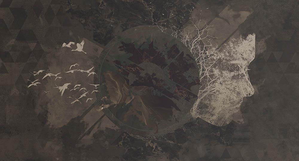 New Divide in Charcoal - Cobalt - MU12002 - Digital Print - Muance - Kube Contract