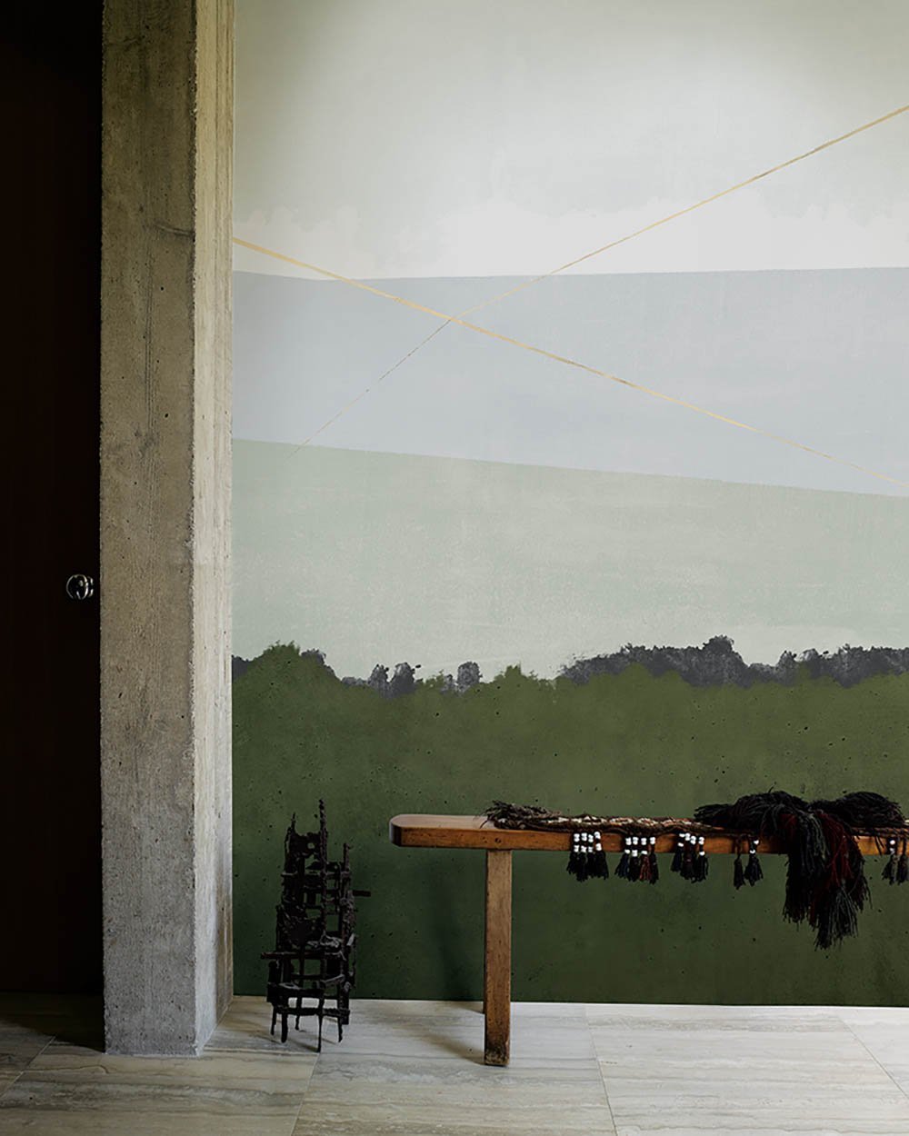 Pointing Things Out in Green - Cobalt - MU12079 - Digital Print - Muance - Kube Contract