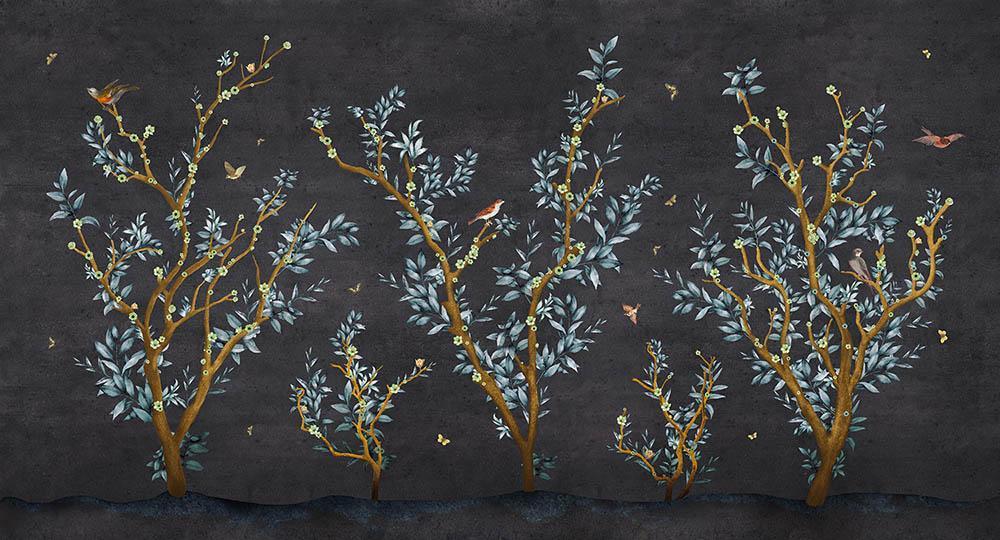 Sense of Truth in Charcoal - Cobalt - MU12045 - Digital Print - Muance - Kube Contract