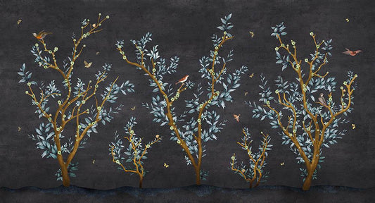 Sense of Truth in Charcoal - Cobalt - MU12045 - Digital Print - Muance - Kube Contract