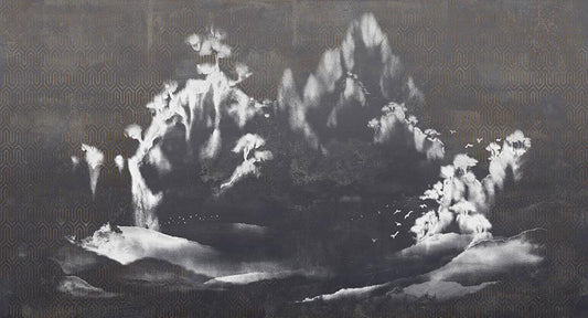 Shangri-la in Charcoal - Cobalt - MU12077 - Digital Print - Muance - Kube Contract