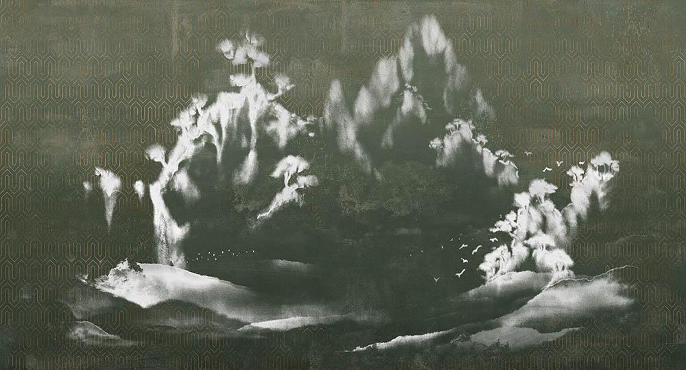 Shangri-la in Green - Cobalt - MU12078 - Digital Print - Muance - Kube Contract