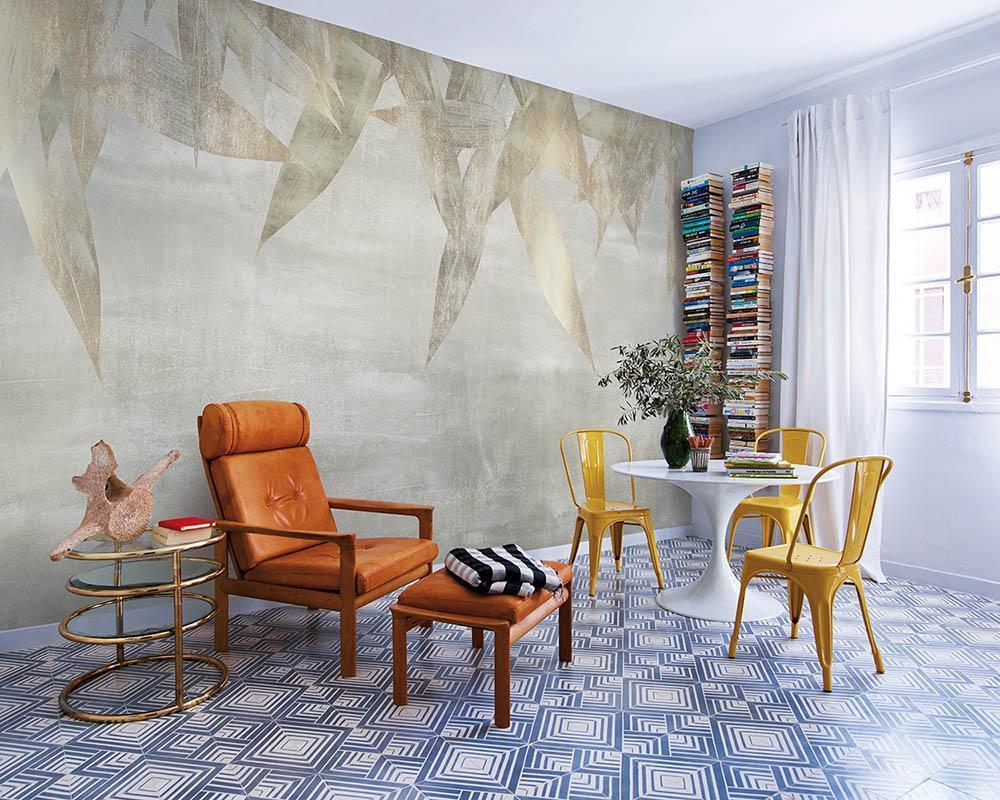 Shine Down in Gold - Cobalt - MU12067 - Digital Print - Muance - Kube Contract