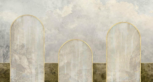 Story of Three in Gold - Cobalt - MU12024 - Digital Print - Muance - Kube Contract