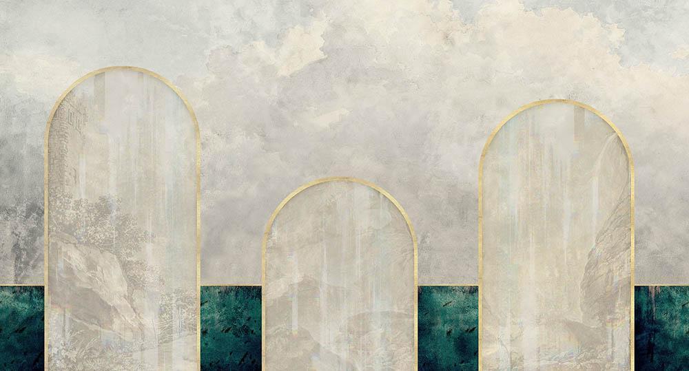 Story of Three in Green - Cobalt - MU12022 - Digital Print - Muance - Kube Contract