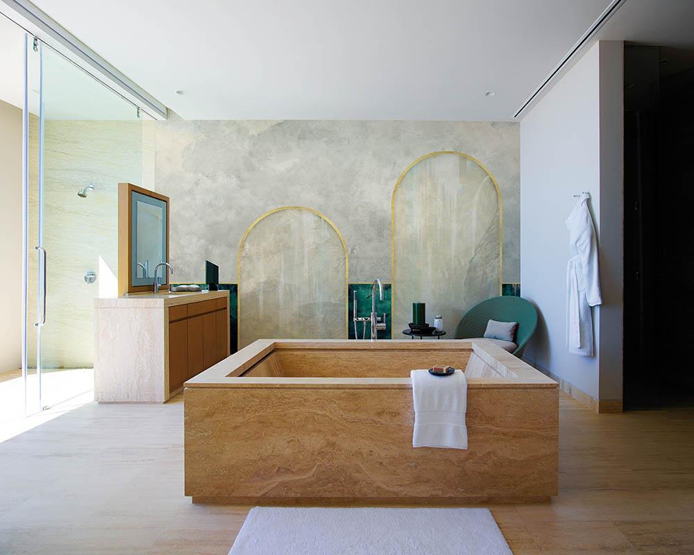 Story of Three in Green - Cobalt - MU12022 - Digital Print - Muance - Kube Contract