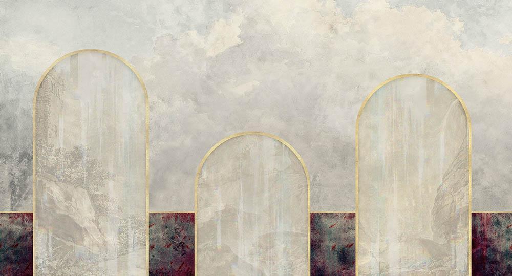 Story of Three in Red - Cobalt - MU12023 - Digital Print - Muance - Kube Contract