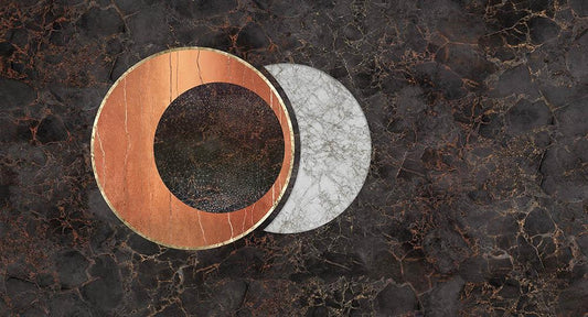 The Circle in Charcoal - Cobalt - MU12075 - Digital Print - Muance - Kube Contract