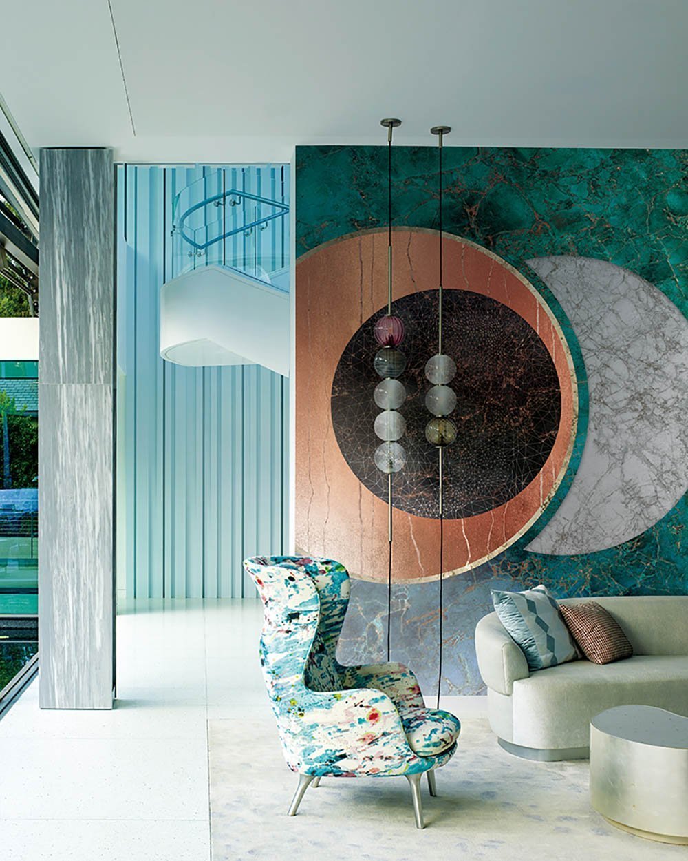 The Circle in Green - Cobalt - MU12073 - Digital Print - Muance - Kube Contract