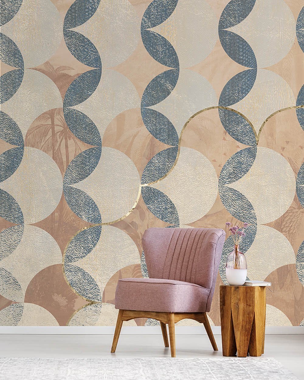 Tropicana Spheres in Pink - Cobalt - MU12070 - Digital Print - Muance - Kube Contract