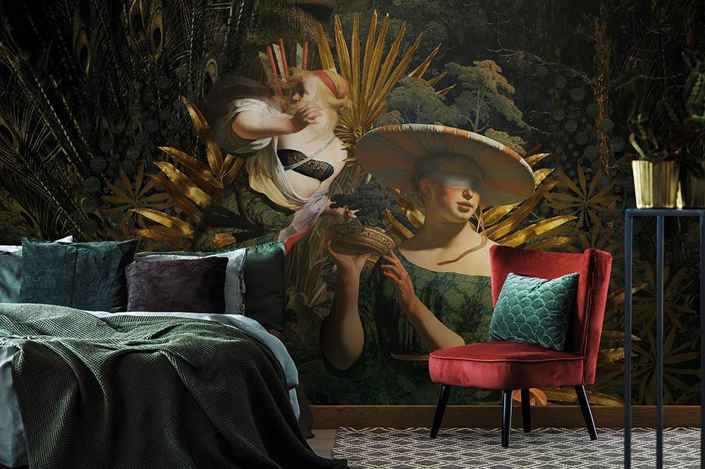 Veni Vidi Amavi in Gold - Cobalt - MU12094 - Digital Print - Muance - Kube Contract